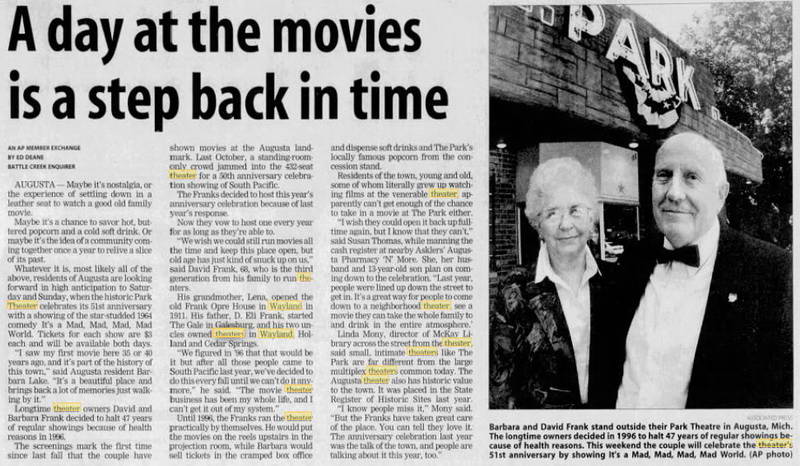 Wayland Theatre (Regent Theatre) - Oct 13 2000 Article